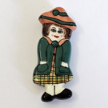 Vintage Susan Paley by GANZ ceramic Tammy brooch, unique hand painted Lady Pin series porcelain pin 