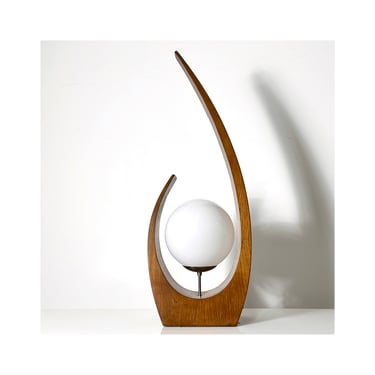 Vintage Jack Haywood Modeline Sculptural Walnut and Glass Globe Table Lamp 1970s Mid Century Modern 