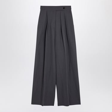 Dries Van Noten Taupe Wool-Blend Wide Trousers Women