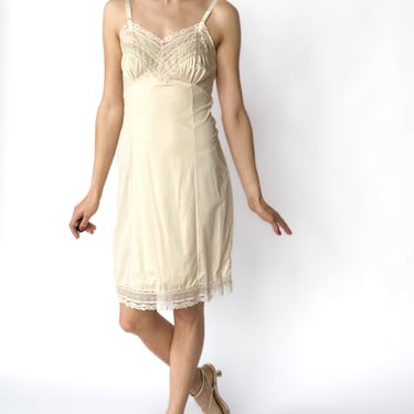 1960s Classic Ivory Slip Dress, sz. S