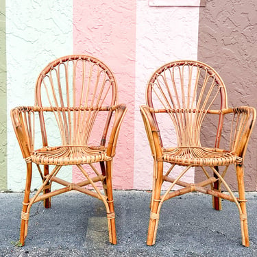 Pair of Cute Island Style Rattan Chairs