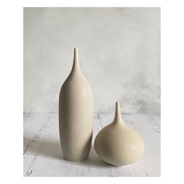 SHIPS NOW- 2 Taupe Grey Stoneware Bottle Vases by Sara Paloma 