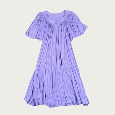 (L) Purple Cotton Embroidered Vintage Maxi Dress