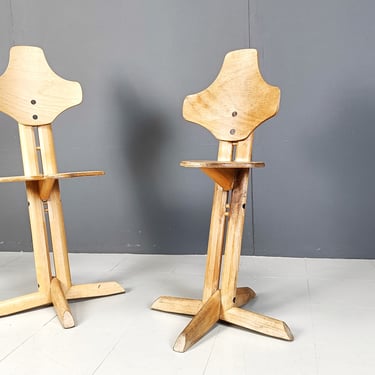 Pair of plywood ergonomical chairs by Rybo, 1970s - vintage norwegian chairs - modular chairs - vintage chairs 