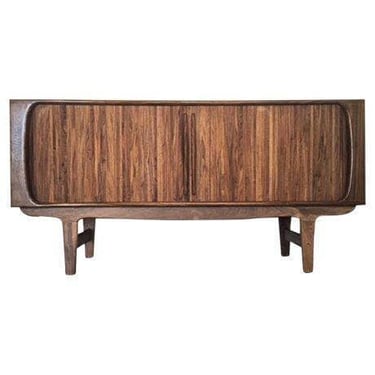 Mid Century Custom Walnut Tambour Door Credenza 