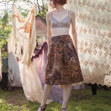 St John Leopard Photo Print Skirt / featured in Nylon Magazine / y2k Midi Skirt / High Waist Designer Skirt 