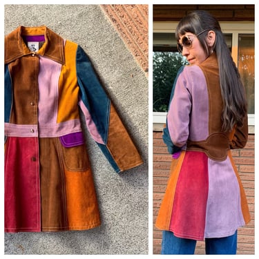 70s colorful patchwork suede jacket By Gassy Jack 