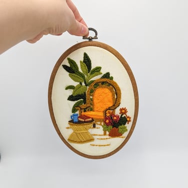 Vintage Embroidered Plant & Peacock Chair 