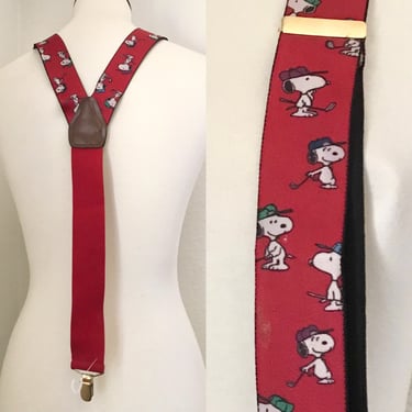 Vintage SNOOPY red GOLFING suspenders 