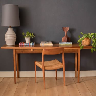 Mid Century Modern Expandable Walnut Console Dining Table 