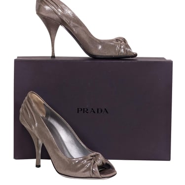 Prada - Silver Metallic Peep Toe Pumps Sz 7.5