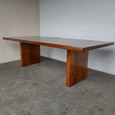 Mid-Century Modern Expanding Walnut Double Pedestal Dining Table 1960s 