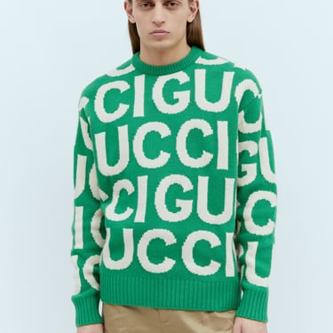 Gucci Men Logo Intarsia Wool Sweater