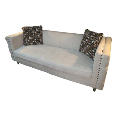 Nailhead Sofa (CONSIGNED, 82"x32"x30", Gray w/Pillows )
