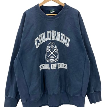 Vintage 90's Colorado School Of Mines Blue Reverse Weave Crewneck Sweatshirt XXL