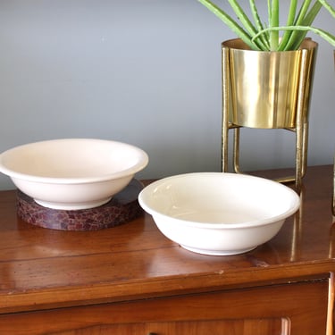 Two Vintage McCoy Pottery Serving Bowls Mismatched Creamy White Set #7515 - Stoneware Dishes 