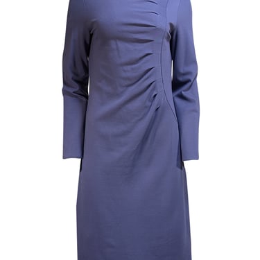 Giorgio Armani - Blue Ruched Long Sleeve Sheath Dress Sz 10