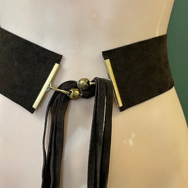 1960's fringe belt brown go-go tassel / hanging fringe waist accessory 