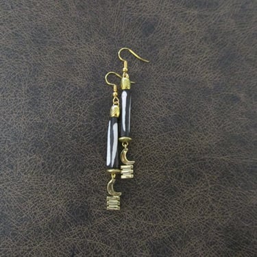 Brass adinkra symbol Afrocentric African earrings, primitive exotic earrings, vigilance Akoben 