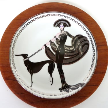 Vintage Bone China House of Erte Art Deco Plate, Symphony In Black Franklin Mint Collectible Wall Plate 1993. 