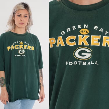 Y2K Green Bay Packers Shirt Officially Licensed NFL Football T Shirt 00s Streetwear Sports Faded Green Crewneck Vintage Extra Large xl 