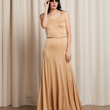 STEPHEN BURROWS 70s Shimmery Tan Disco Gown