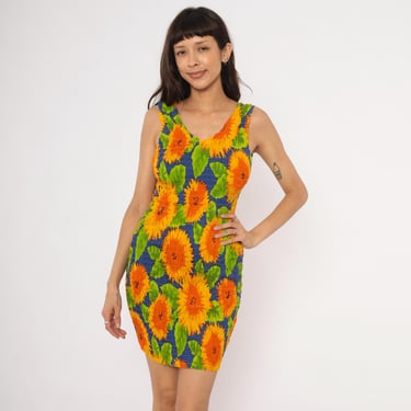 Floral Summer Dress 90s Sunflower Print Smocked Mini | Shop Exile - Tucson,  AZ