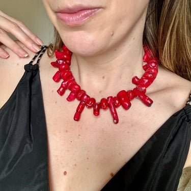 Genuine Red Coral Statement Necklace