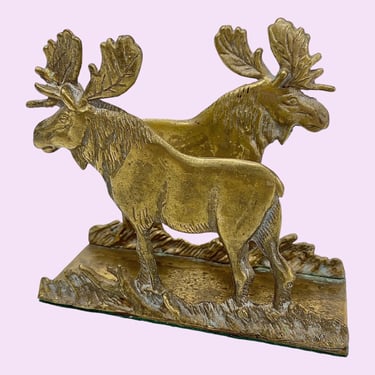 Vintage Moose Napkin Holder Retro 1960s Mid Century + Loyal Order of the Moose + Brass Metal + Office + Envelope Storage + Cabin Home Decor 