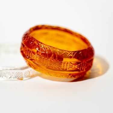 Etched Resin Rounded Amber Resin Bangle Bracelet