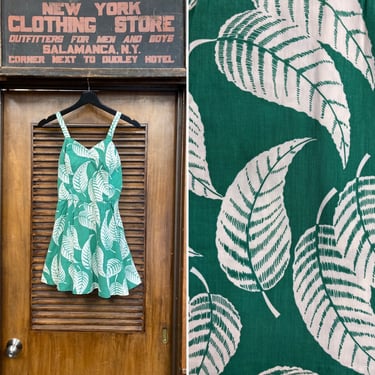 Vintage 1930’s Tropical Cotton Floral Hawaiian Summer Playsuit Dress, Vintage Playsuit, 1930’s Dress, Hawaiian Playsuit, Floral Print, 