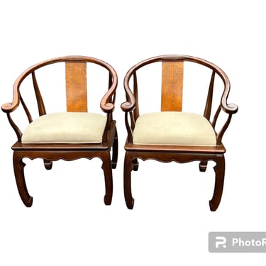 Pair of  Incredible vintage horseshoe barrel chairs 