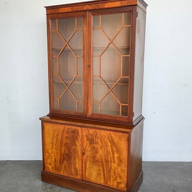 Glazed Flame Mahogany Art Deco Display Cabinet Bookcase 1930s 