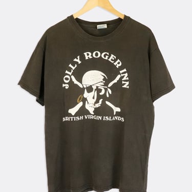 Vintage Jolly Roger Inn British Virgin Islands Skull Ans Cross Bones Graphic T Shirt Sz L