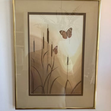 Vintage Cathy J. Bouchard 1970’s Butterfly Art 