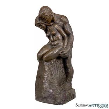 Mid-Century Brutalist Chalkware Figural Nude Man & Women Sculpture