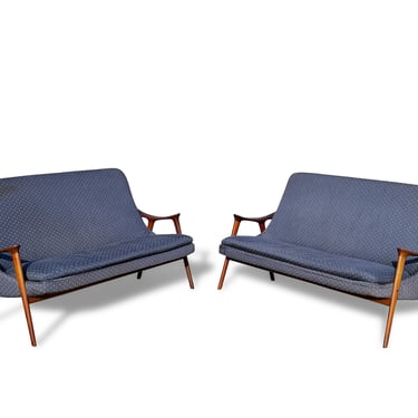 Pair of Vintage Mid Century Danish Modern Teak Settee Sofa 1960s 