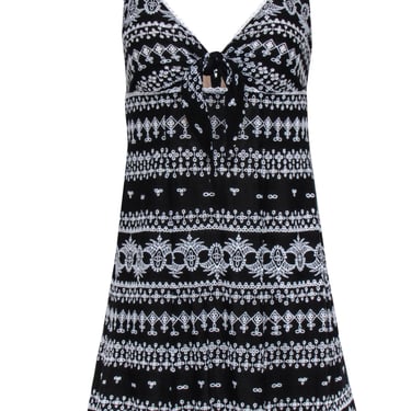 Alice &amp; Olivia - Black &amp; White Embroidered Tie-Front &quot;Roe&quot; Dress Sz 6