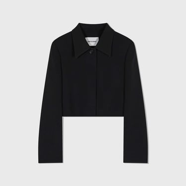 Black Cropped Shoulder Padded Jacket