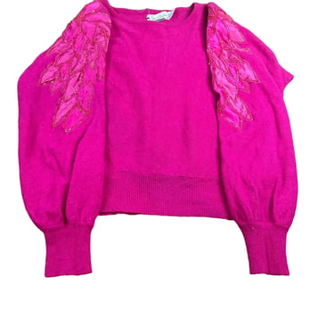 Vintage 80's Marisa Christina Pink Lambswool Angora Sweater, Small 