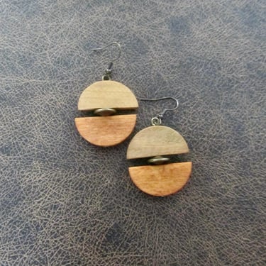 Two toned wood dangle earrings 