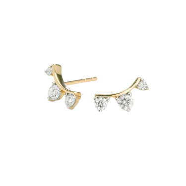 3 Diamond Amigos Curve Post Earrings