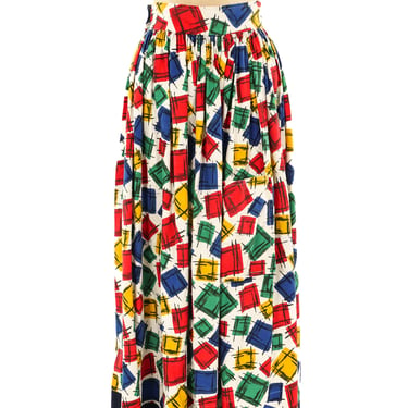 1950's Primary Colors Printed Maxi Skirt