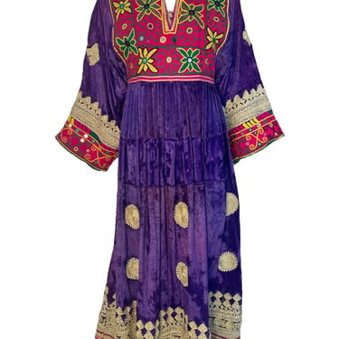 1970s Afghani Velvet and Intricately Embroidered Kuchi Gown