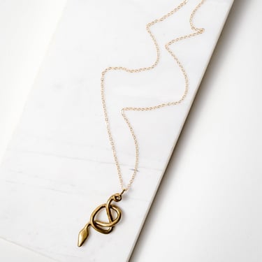 Nyoka Brass Knotted Snake Necklace