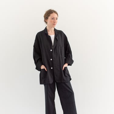 Vintage Black Chore Blazer | Unisex Workwear Overdye Utility Jacket | XL | BC007 
