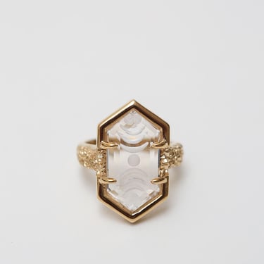 IN STOCK | MOON PHASE RING | YELLOW GOLD VERMEIL &amp; QUARTZ