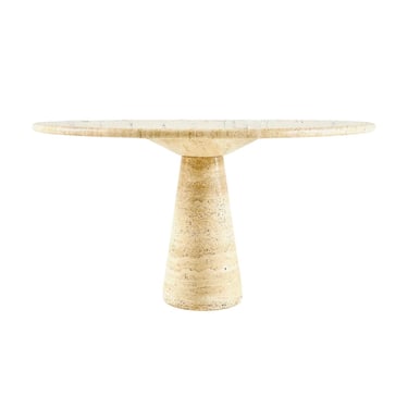 Angelo Mangiarotti Travertine Pedestal Dining Table, Italy 1970