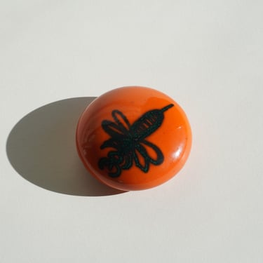 Bo Melander Orange Dragonfly Ceramic Dot Paperweight / Wall Art 