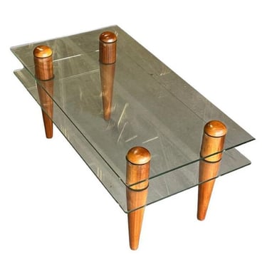 Fabio Lenci inspired Floating Glass Walnut Coffee Table 